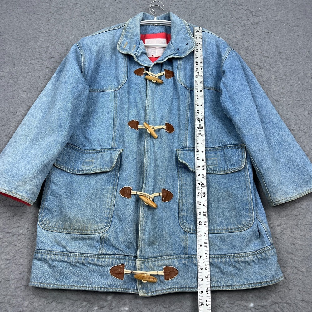 Vintage Denim Jacket Women's Small Blue Toggle Clasp Closure Retro Lined Coat‎ - Picture 10 of 14